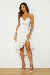 Dance Till Sunrise Lace Midi Dress White
